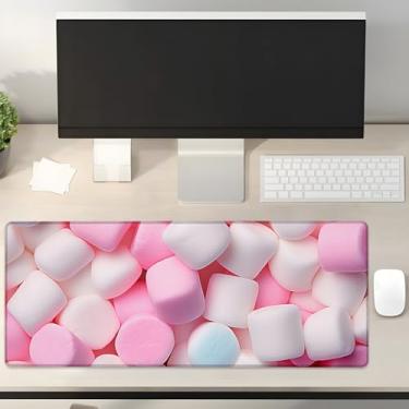 Imagem de Turamurra Tapete de mouse para jogos Sweet Marshmallow 80 cm x 30 cm, base de borracha antiderrapante para computadores, laptop, escola, escritório, acessórios para casa, decoração, mouse pad, tapete