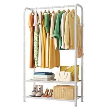 Imagem de SINGAYE Suporte de roupas portátil para pendurar roupas, suporte de roupas pesado, armazenamento de casacos, armário portátil para pendurar com prateleiras, organizador de roupas, secagem