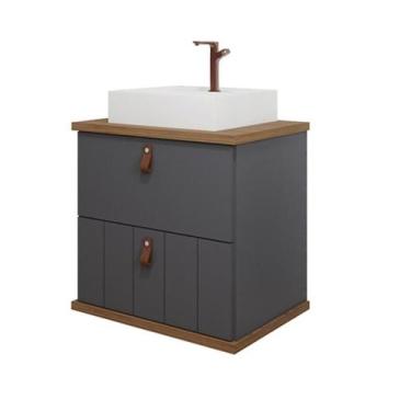 Imagem de Gabinete de Banheiro Milano com Cuba 80cm Titanium/Freijo - MGM