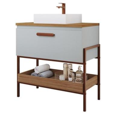 Imagem de Gabinete de Banheiro Portinari com Duna 80cm Pistache/Freijo - MGM