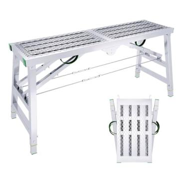 Imagem de Andaime portátil dobrável torre escada banco Ben 5 engrenagens altura ajustável plataforma de trabalho para limpeza de teto pintura lavagem de carro 140 cm