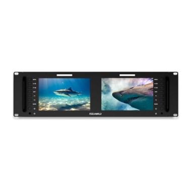 Imagem de FEELWORLD Monitor de montagem em rack D71 Plus-H Dual 7 polegadas 3RU com forma de onda 3D LUT 4K HDMI AV entrada e saída 1920x1200IPS