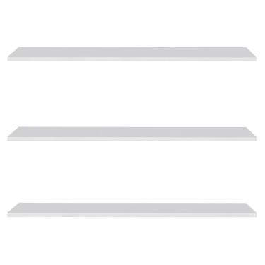 Imagem de Prateleira Flutuante Para Sala Kit 3 Suporte Invisível 68cm Yara Branco - Lumil