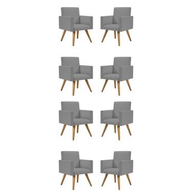 Imagem de Kit 8 Poltronas Cadeira Escritório Recepção Linho Grafite