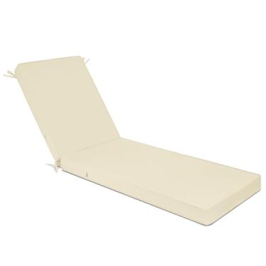 Imagem de Parkerly Almofada de espreguiçadeira à prova d'água 182 x 53 x 7,8 cm, antiderrapante, para móveis ao ar livre, piscina, pátio, móveis, almofadas com zíper (bege)