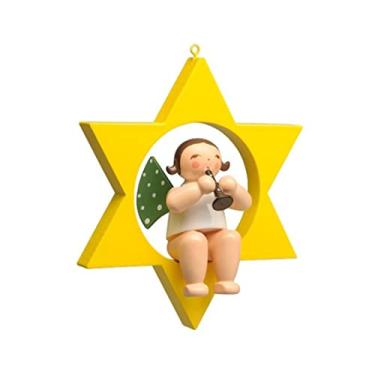 Imagem de Wendt & Kühn - Anjo na estrela com clarinete - madeira - multicolorido - altura 7 cm