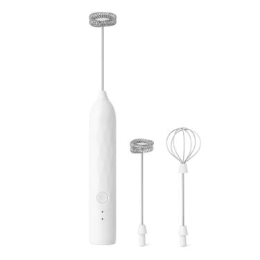 Imagem de Mixer Portátil Elétrico 2 em 1 Recarregável USB com 3 Velocidades, 2 Batedores, Sem Fio, Para Café, Leite, Ovos e Bebidas – Linha Premium