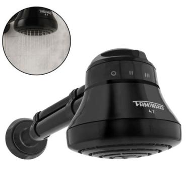 Imagem de Chuveiro Elétrico Ducha Faminho 4T Preto Com Cano 30cm Fame, 220V