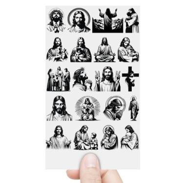 Imagem de Cartela 20 Adesivos Senhor Jesus Cristo Salvador Fé DTF UV - Graviarte