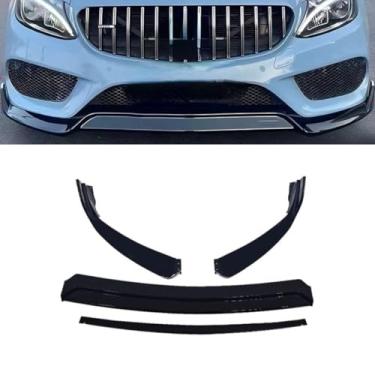 Imagem de Peça de modificação do difusor de lábio do spoiler do para-choque dianteiro do carro para W205 2015-2018 modificação do protetor de para-choque (aparência de carbono)