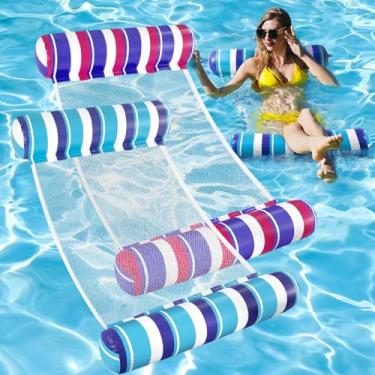 Imagem de Tavaleu Boias De Piscina Para Adultos - Pacote Com 2 Botes Infláveis, 4 Em 1 Piscina, Boia Pvc Grosso, Espreguiçadeira, Rede Aquática