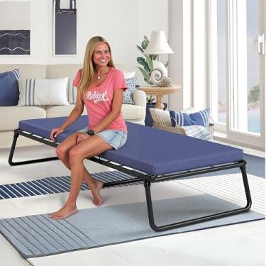 Imagem de Beautyrest Cama dobrável para hóspedes, tamanho único, estrutura de aço, colchão de espuma de contorno, capa removível de pelúcia, capacidade de 136 kg