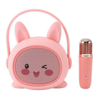 Imagem de Naroote Microfone de Alto -falante Portátil, Efeitos Sonoros Ricos Em karaokê para crianças. (Coelho rosa)