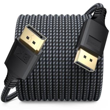 Imagem de DteeDck Cabo DisplayPort 1,4 20 pés, cabo de porta de exibição DP (8K @60Hz, 4K@144Hz, 2K@240Hz, 32,4Gbps) trançado macho para macho, compatível com monitor de computador, PC, jogos, laptop, TV