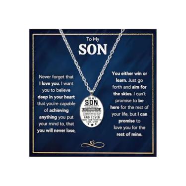 Imagem de 72ore Colar To My Son from Mom Colar de prata para homens, pingente de moeda, colar inspirador de aniversário, presentes para filho, adulto, Sem Pedra Preciosa