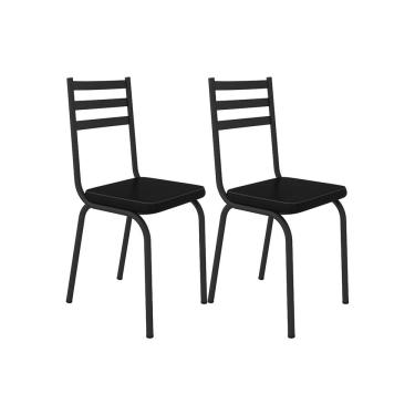 Imagem de Kit Com 02 Cadeiras 118 Preta Corino Preto Artefamol
