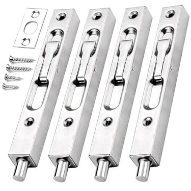 Imagem de Fechadura francesa, parafusos de trava de descarga de aço inoxidável pesado de 15 cm, fechadura de porta dupla de segurança oculta para folhas inativas, abertura de porta dupla e porta falsa dupla de