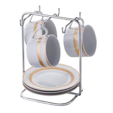 Imagem de Suporte Organizador Pires Xícaras Bancada Cozinha Cromado Grande - 112
