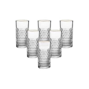 Imagem de Jogo de Copos Altos L`Hermitage Esplanada 350ml com Borda Dourada em Cristal Ecológico - 6 Peças