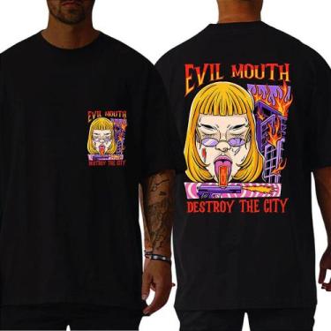 Imagem de Camiseta Masculina Oversized Unissex Camisa Gola Alta Algodão 30.1 Pre