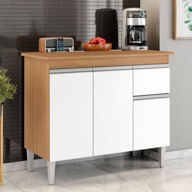 Imagem de Balcão Gabinete de Pia sem Tampo Tatiane 100cm 3 Portas 1 Gaveta - SSX