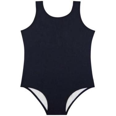 Imagem de Maiô De Natação Liso Infantil Menina Proteção Uv50 Kukiê K25, Azul mar
