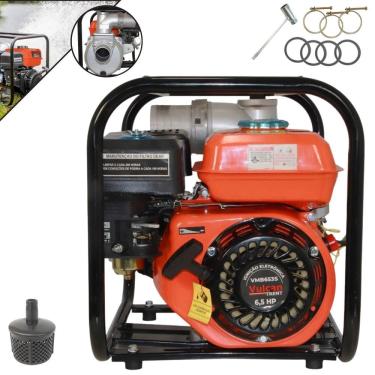 Imagem de Motobomba Profissional Vulcan VMC653S À Gasolina 4T 6,5HP 196cc 30MCA Mangueiras de Entrada e Saída 3 Polegadas Vazão de 60.000L/H