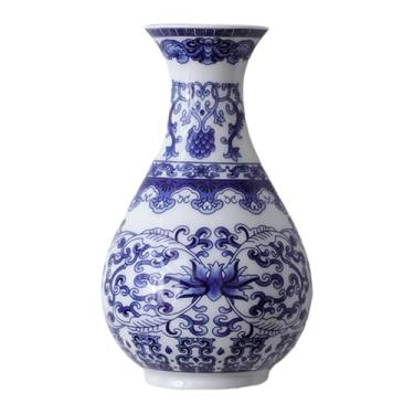 Imagem de Ioensy Vaso de parede para plantas, suporte para garrafas, decoração para escritório e casa, arranjo de flores, porcelana chinesa azul e branca para janela, 132 Mm