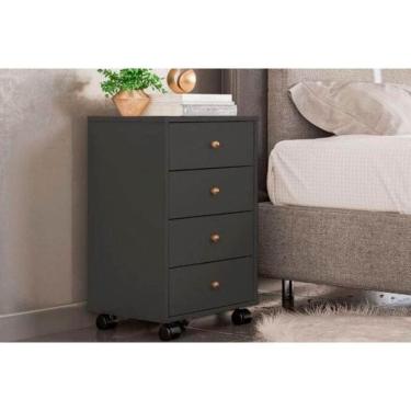 Imagem de Mesa De Cabeceira Solteiro Presence C- 4 Gavetas Amendola Touch-grafito - Demóbile