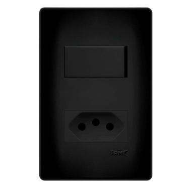 Imagem de Interruptor 16A + Tomada 20A Placa4X2 Habitat Black