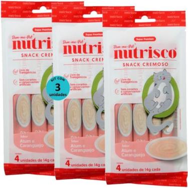 Imagem de Snack cremoso nutrisco gatos 14g atum e caranguejo com 4 un - kit com 