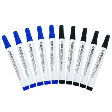 Imagem de GZBABY Canetas marcadoras de quadro branco, 10 peças, marcador apagável a seco de ponta fina, secagem rápida, fácil de limpar (preto azul)