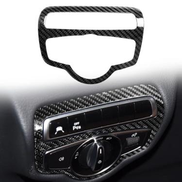 Imagem de FINMOKAL Tampa de moldura de botão de interruptor de farol de carro de fibra de carbono acessórios interiores compatíveis com Benz G-Class W464 G500 G63 2019-2023