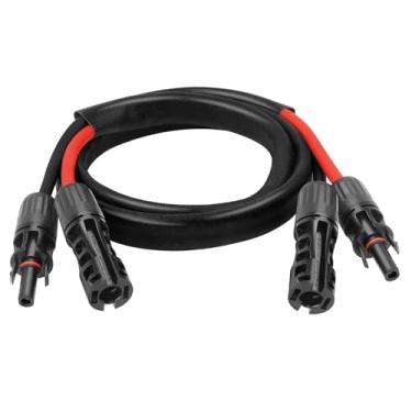 Imagem de Cabo solar 8AWG – Cabo de extensão de painel solar de 0,8 m, fio fotovoltaico de calibre 8 com manga protetora retardante de chamas, conector impermeável fêmea e macho para trailer, sistemas