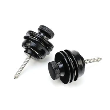 Imagem de OVSAL Travas De Segurança Para Guitarra Elétrica E Baixo, Galvanizadas, Pretas, Com Cabeça Chata, Fácil Instalação Liberação Rápida, Guitarras Acústicas Clássicas Fender Strat Tele Les Paul, 2 Peças