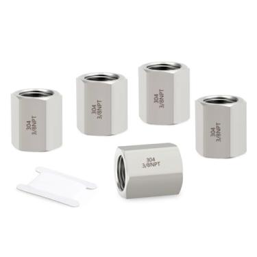 Imagem de GORAGUCHI Acoplamento hexagonal completo de forjamento de aço inoxidável 304 5 peças, fêmea NPT de 3/20.3 cm x encaixe de tubulação fêmea NPT de 3/20.3 cm, para combustível/ar/líquido/óleo/gás