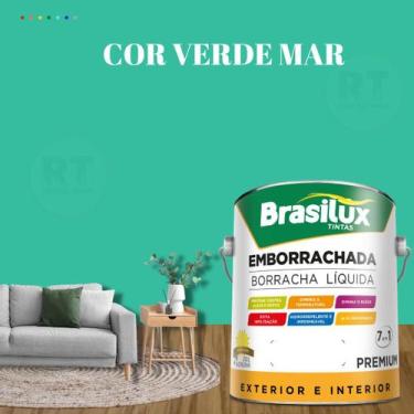 Imagem de Tinta Borracha Líquida Cor Verde Brasilux Para Parede 3,2l Acrílica La