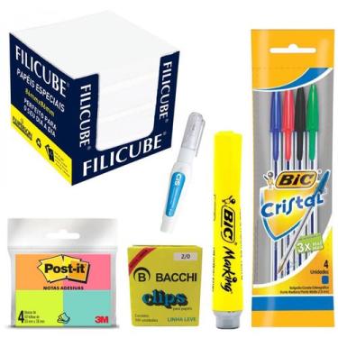 Imagem de Kit Material para Escritório Home Office 9pcs Bloco Lembrete Caneta BI
