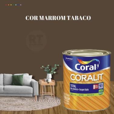 Imagem de Esmalte Sintético Base Água Coral Coralit 800ml Tinta Cor Marrom Brilh