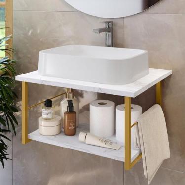 Imagem de Gabinete Munique Suspenso Ferro Aço 45cm de Banheiro Multifuncional - 