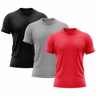 Imagem de Kit 3 Camisetas Masculina Manga Curta Dry Básica Lisa Proteção Solar U