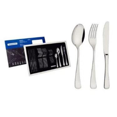 Imagem de Faqueiro Tramontina Mônaco em Aço Inox com Facas de Mesa Forjadas 6mm - 24 Peças