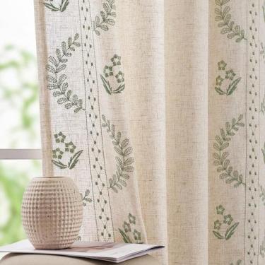 Imagem de Cortinas jinchan Belrose Linen 275 cm de comprimento floral verde sálv