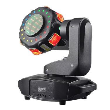 Imagem de Luzes de palco com cabeça móvel DMX512 profissional, luzes para DJ, automático/mestre/escravo, rotação infinita de três eixos, para KTV, festa disco, casamento, concerto, festival