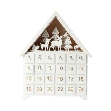 Imagem de Fancyes Calendário de Advento de Natal com Luz, Reutilizável, 24 Gavetas, Calendário em Formato de Casa para Mesa de Centro, Feriado, Sala de Estar, Quarto