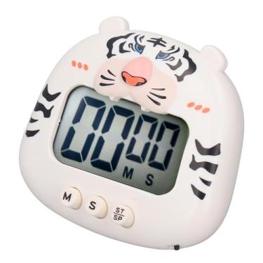 Imagem de Zhjvihx Timer de Cozinha, Contagem Regressiva para Grandes Dígitos, Alerta de Flash de Som Portátil, Temporizador Digital Com Suporte à Sala de Aula (Tigre branco)
