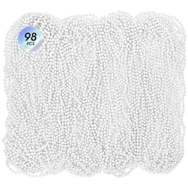 Imagem de Pacote com 98 colares longos de pérolas falsas, joias de fantasia para mulheres, anos 20, branco, contas falsas, acessórios em camadas para Natal, casamento, chá de panela, decoração de aniversário