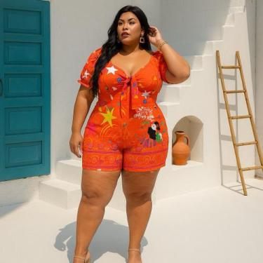 Imagem de Macaquinho PlusSize GG G1 G2 - NoBrand, Coral estrela, GG, viscolinho