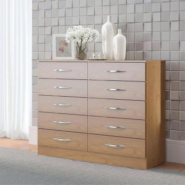 Imagem de Cômoda 10 Gavetas 117x92cm Quarto Casal Mdp Menu Móveis Carvalho
