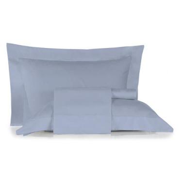 Imagem de Jogo de Cama King Size Liso 300 Fios Nova América, Azul